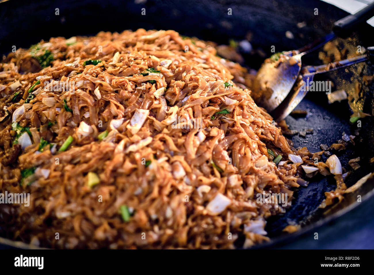Asian, Indian and Chinese street food. Food court on local market of