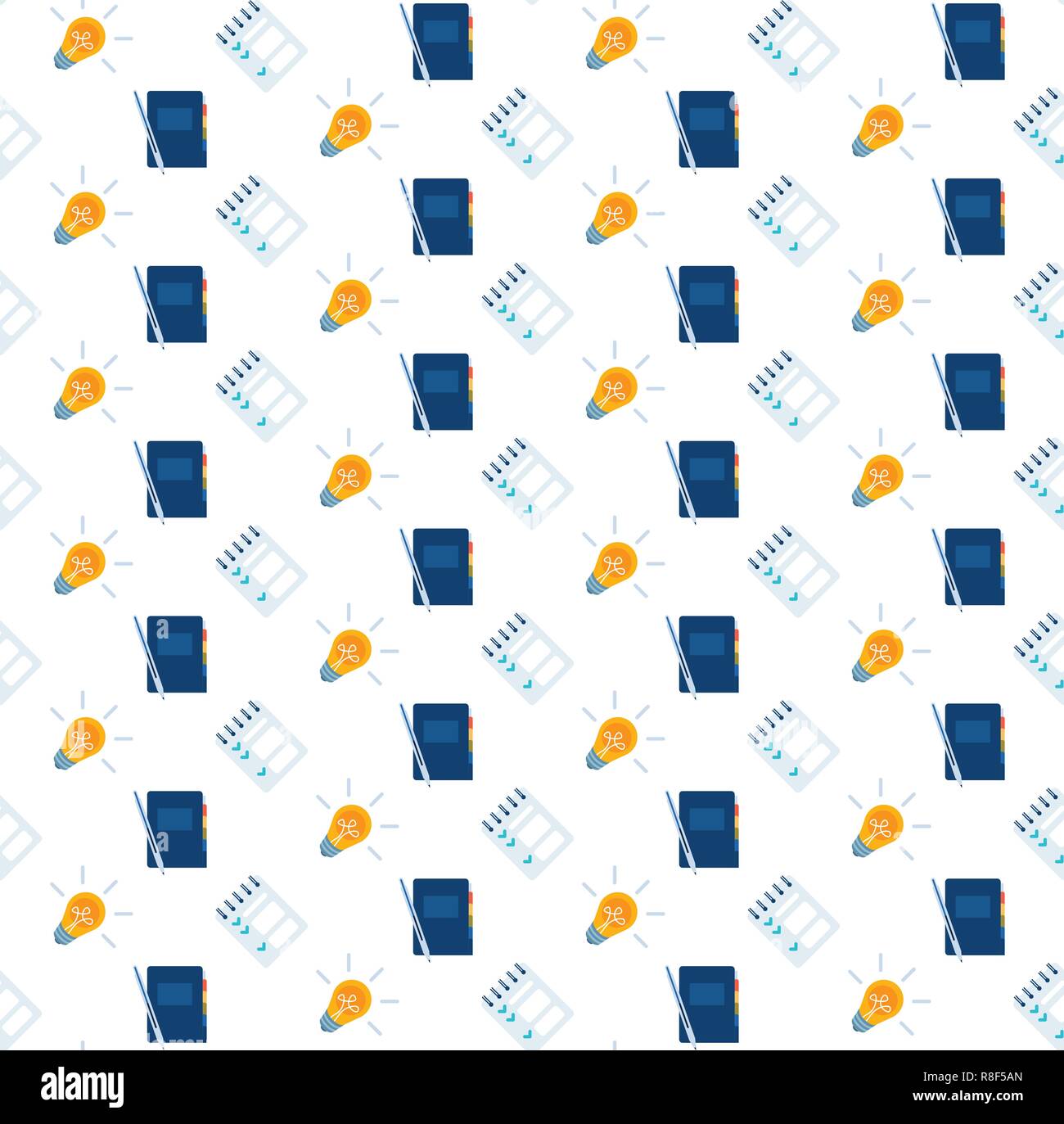 notepad list checklist organizer light lamp icon data organize creative inspiration concept flat seamless pattern isolated Stock Vector