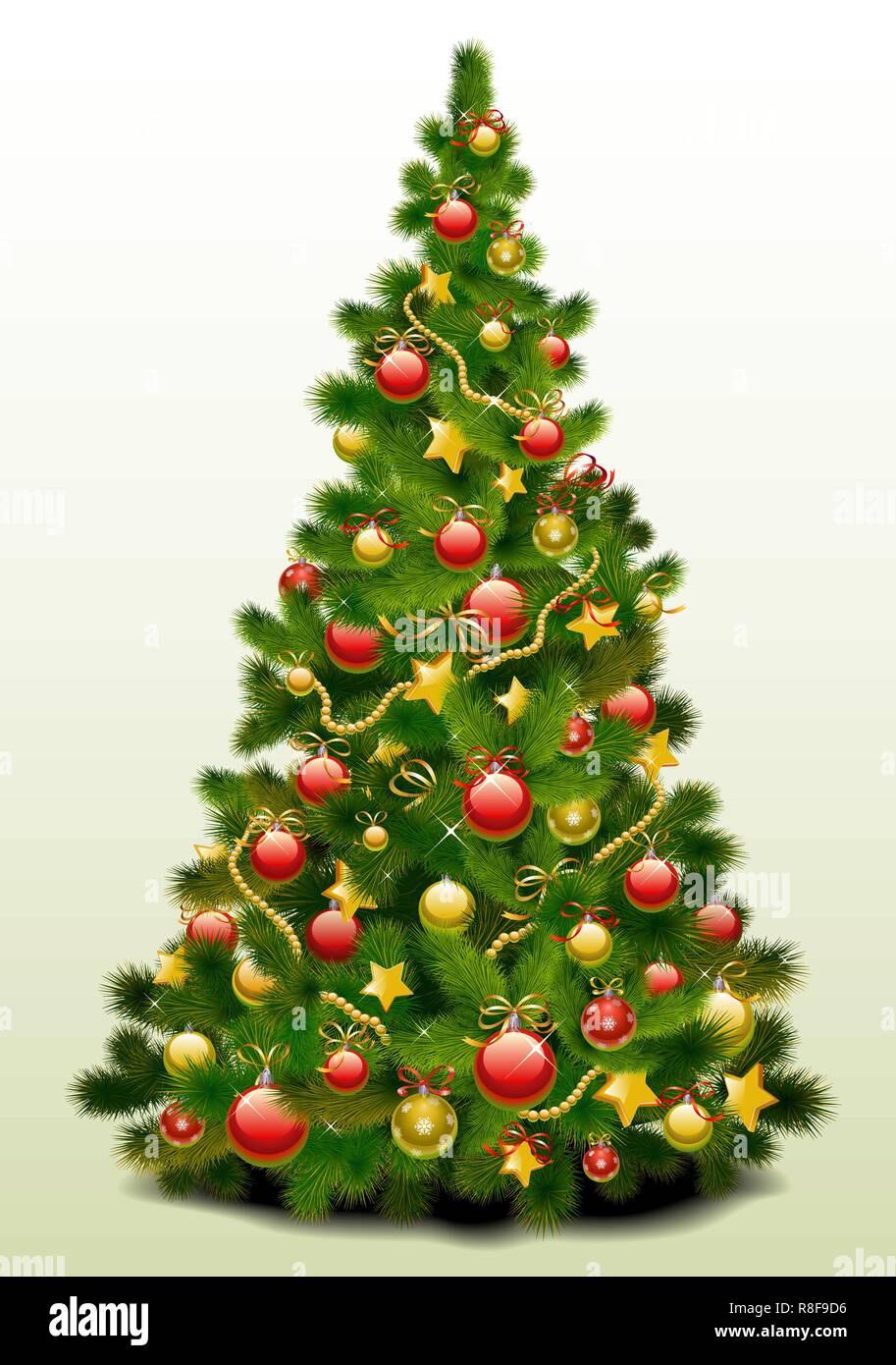 Christmas pine tree with star lights and balls vector image Stock ...