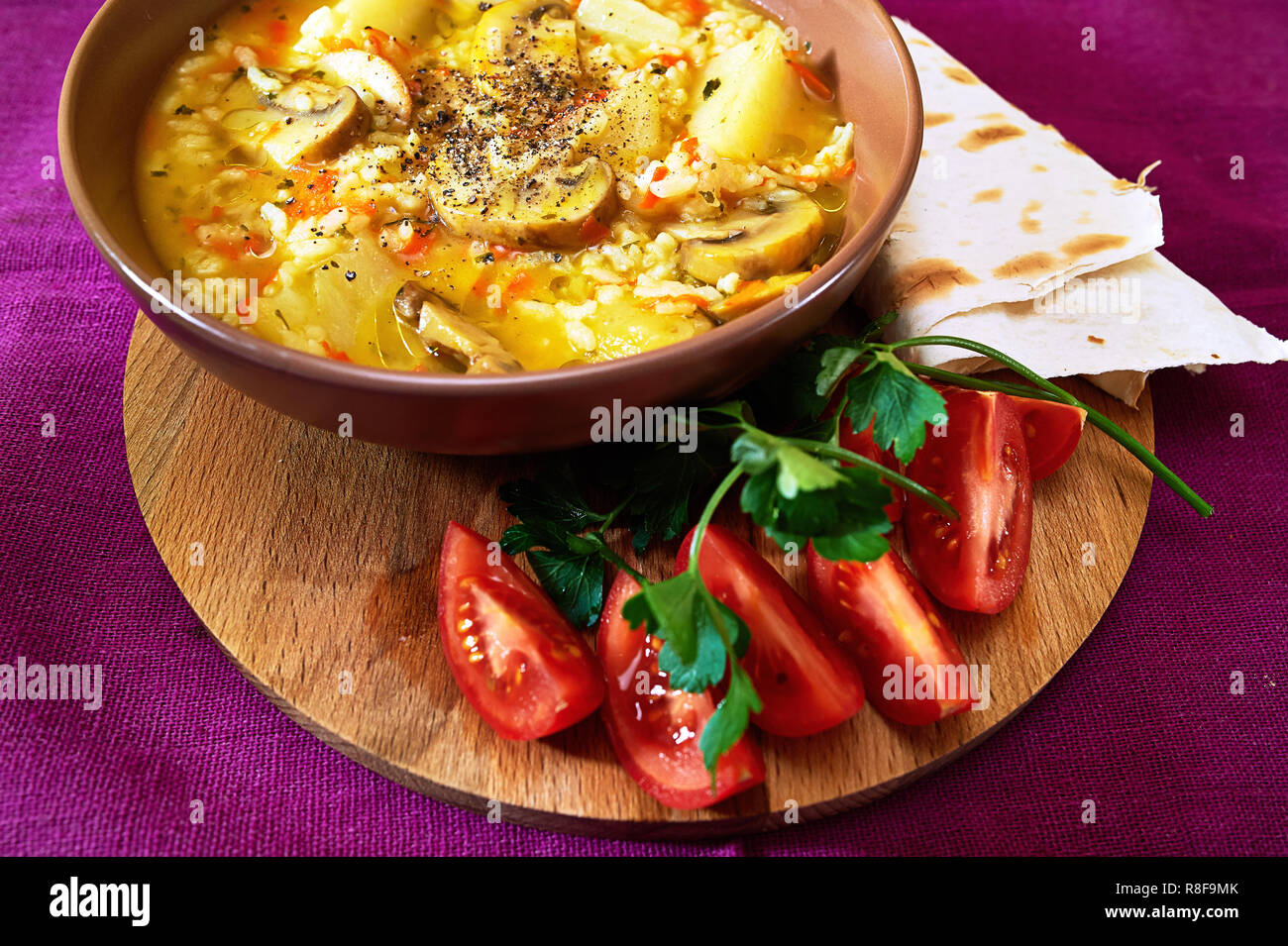 Home made risotto with mushrooms in russian style Stock Photo - Alamy