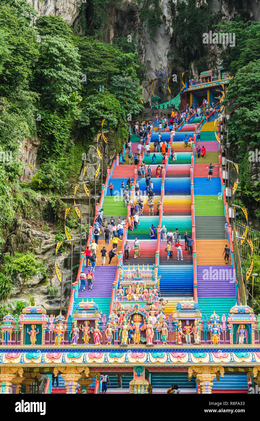 Kuala Lumpur,Malaysia - December 12 , 2018: Batu Caves is a limestone hill that has a series of caves and cave temples in Gombak,Malaysia. Stock Photo