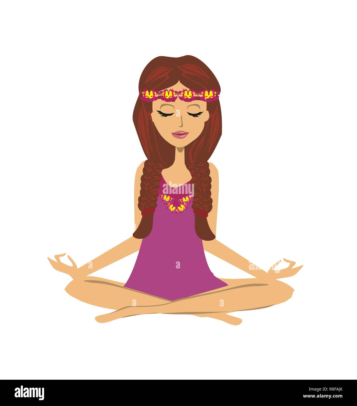 Yoga girl in lotus position Stock Vector Image & Art - Alamy
