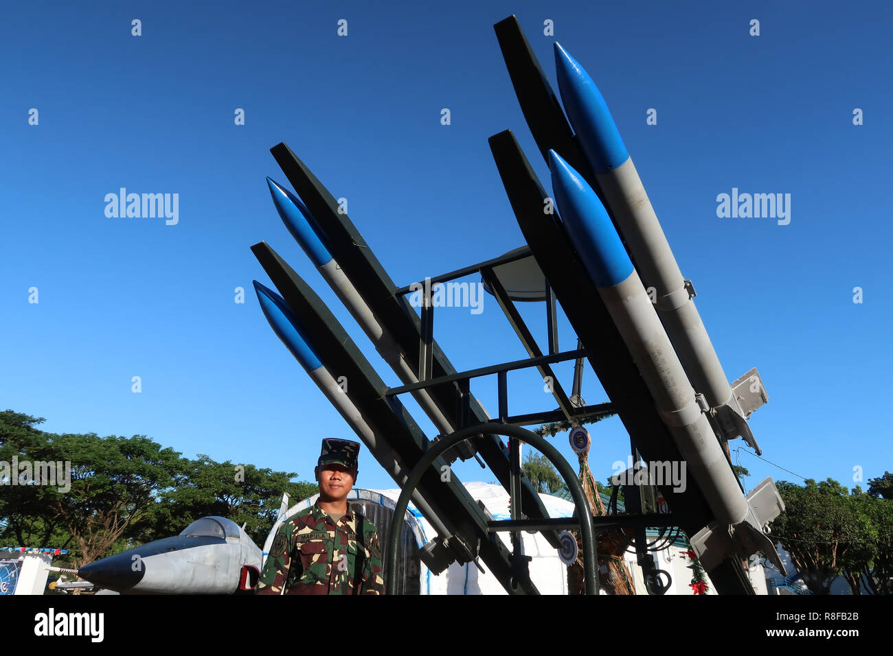 A member of the Philippine Air Force at the Air Force City Park in