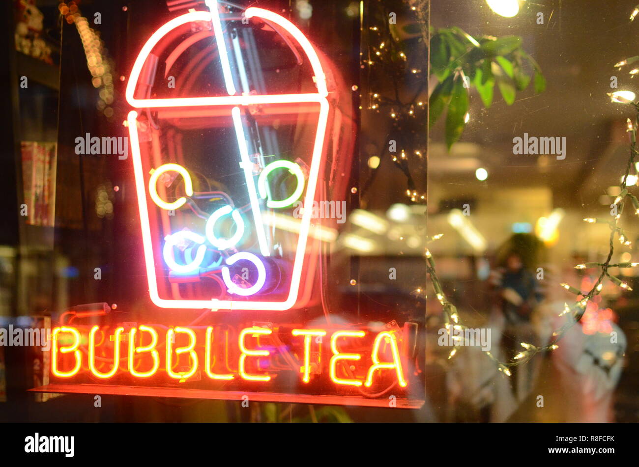 Bubble tea sign Stock Photo - Alamy