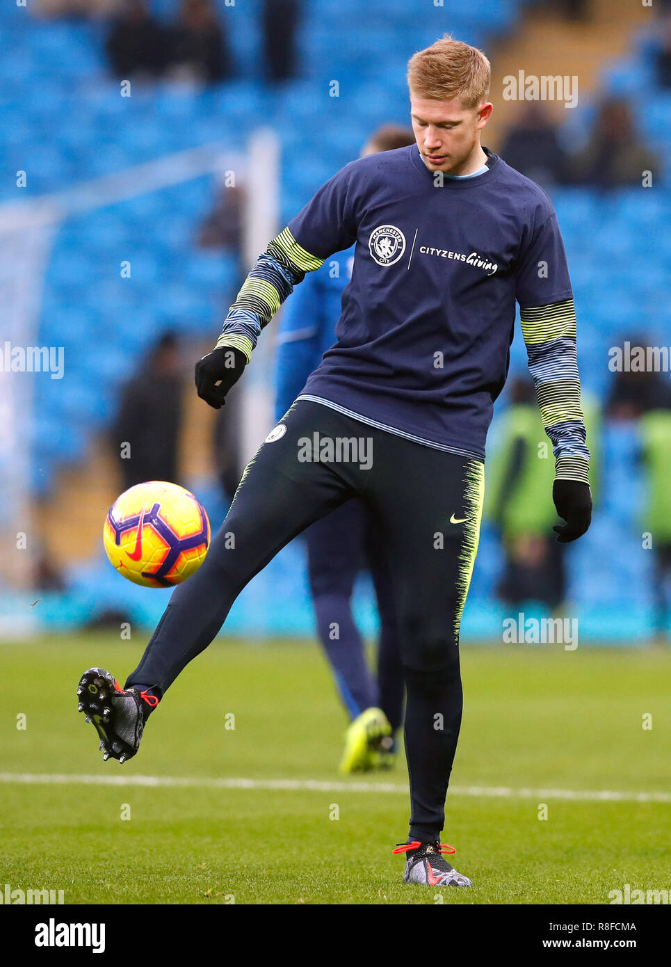Manchester City S Kevin De Bruyne Warms Up Before The Premier League Match At The Etihad Stadium Manchester Stock Photo Alamy