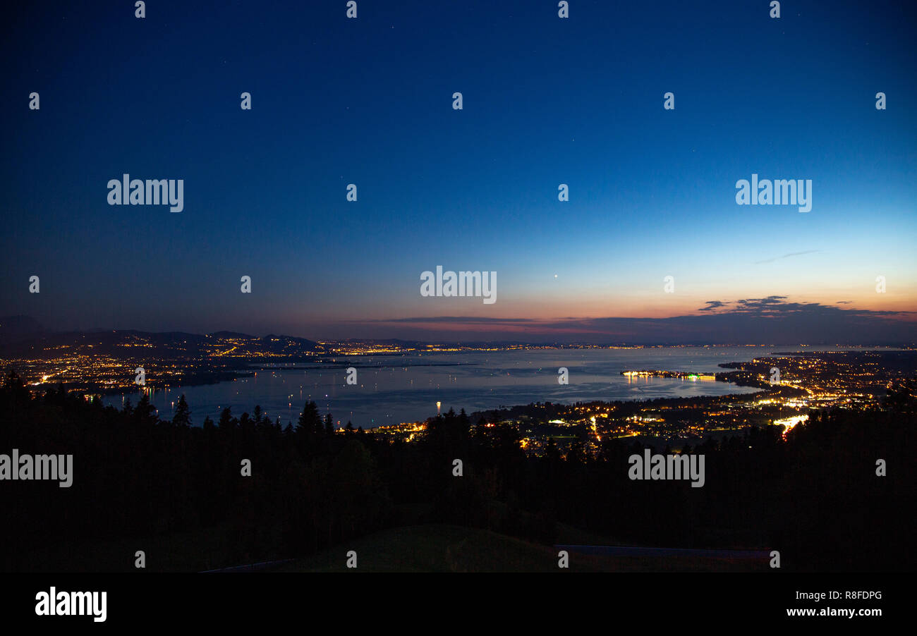 Nachtaufnahme über den Bodensee, Österreich Stock Photo