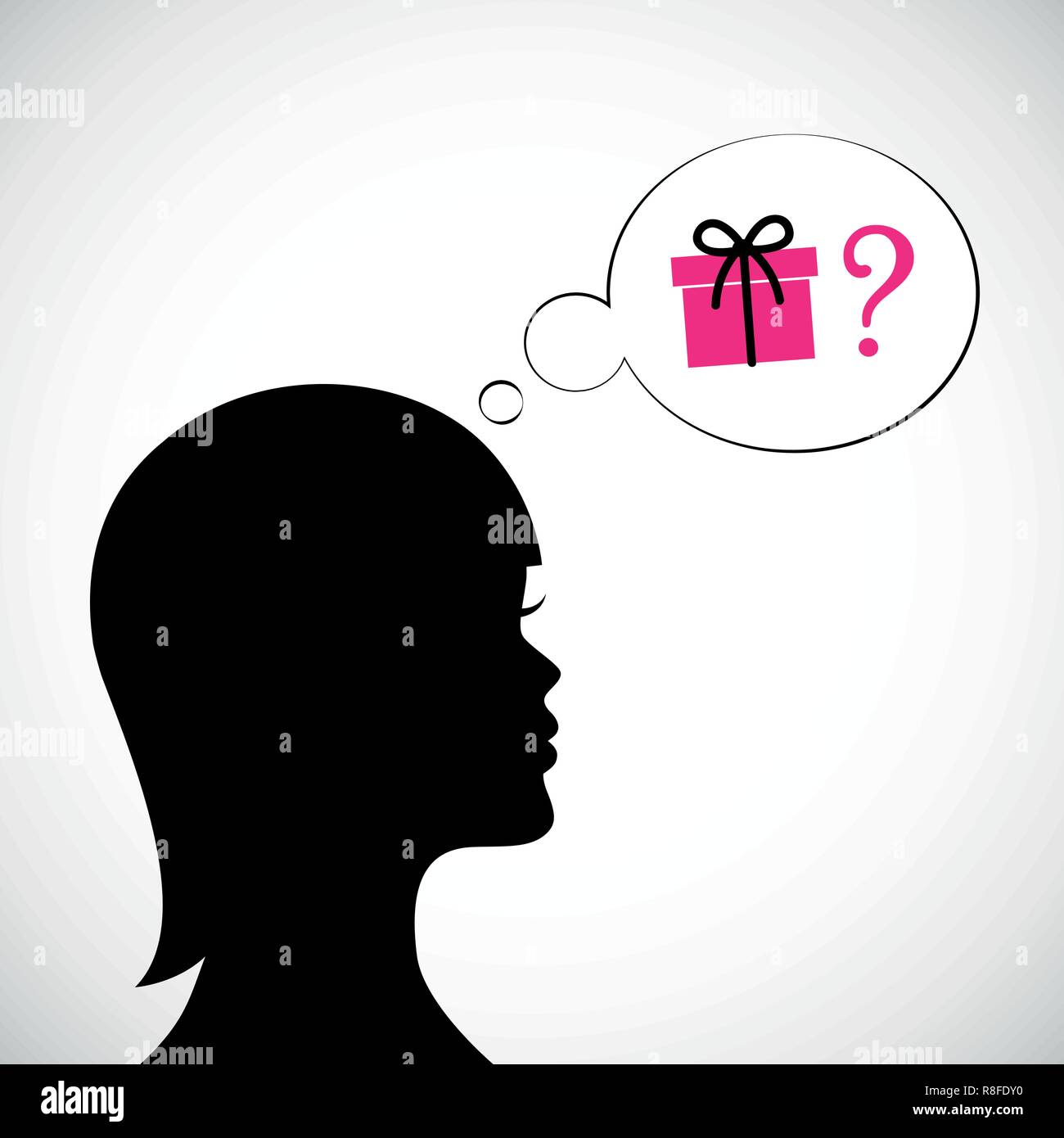 woman think about gift idea silhouette vector illustration EPS10 Stock Vector