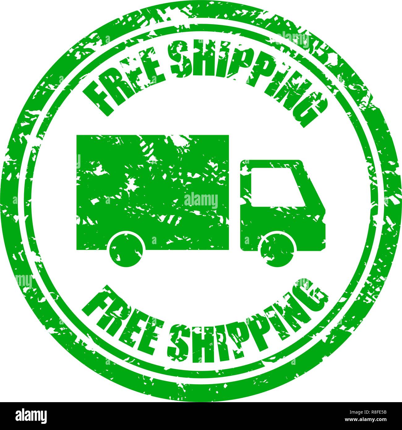 Free shipping guarantee rubber stamp with lorry. Grunge rubber delivery stamp for business moving service. Vector illustration Stock Vector
