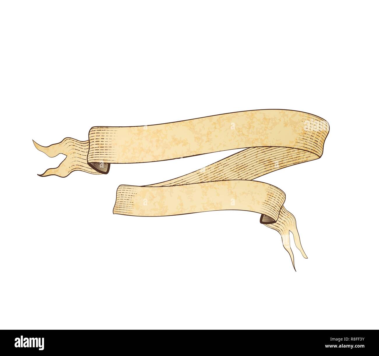 Old engraved paper tape with texture and place for text, isolated on