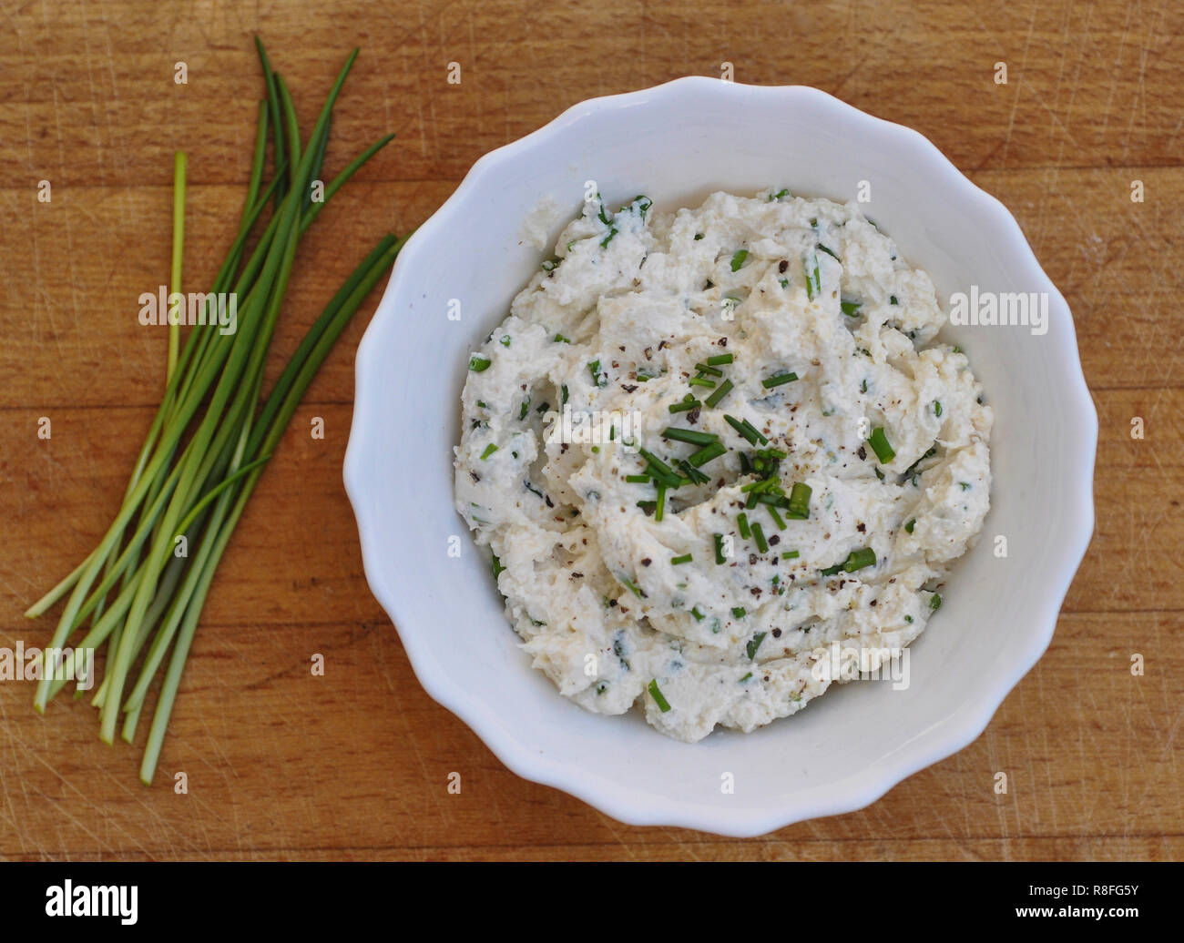 Goat Cheese and Chives dip Stock Photo Alamy