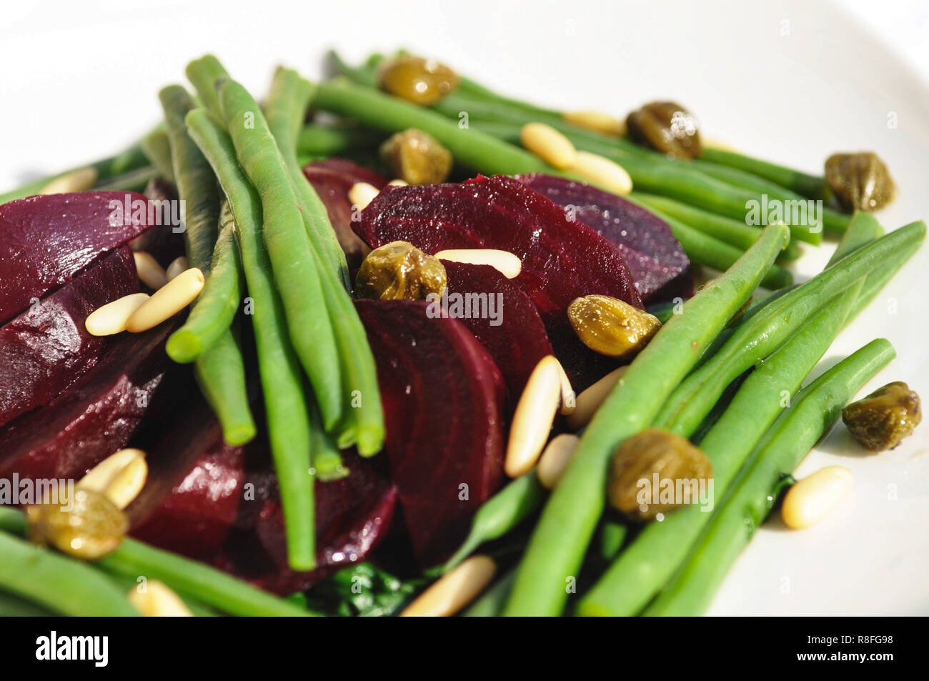 Beetroot and string Bean Salad with pistachio Stock Photo - Alamy