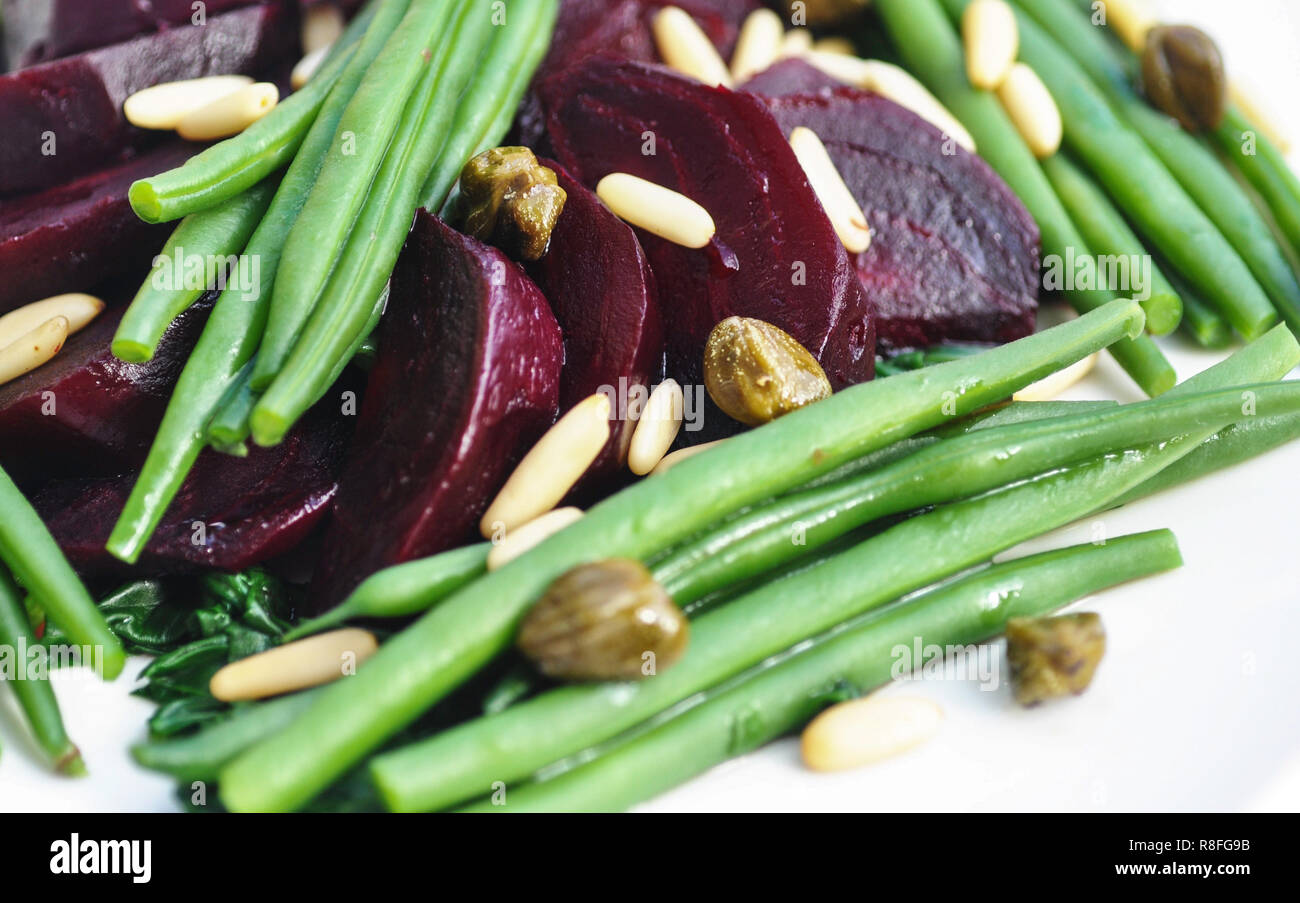 Beetroot and string Bean Salad with pistachio Stock Photo - Alamy