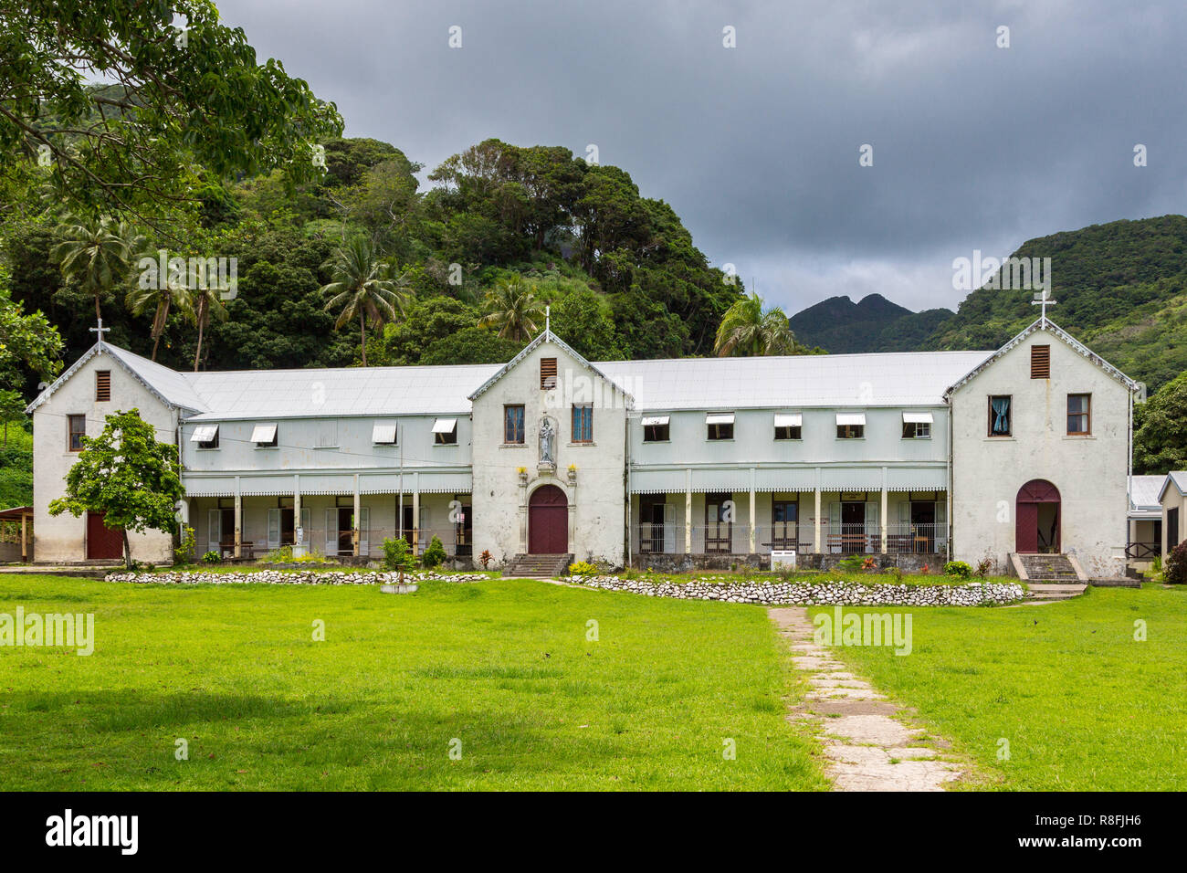 Marist Convent School (est. 1882), a girls school opened by Catholic missionaries and run by nuns, now a co-ed primary school. Levuka town, Ovalau isl Stock Photo