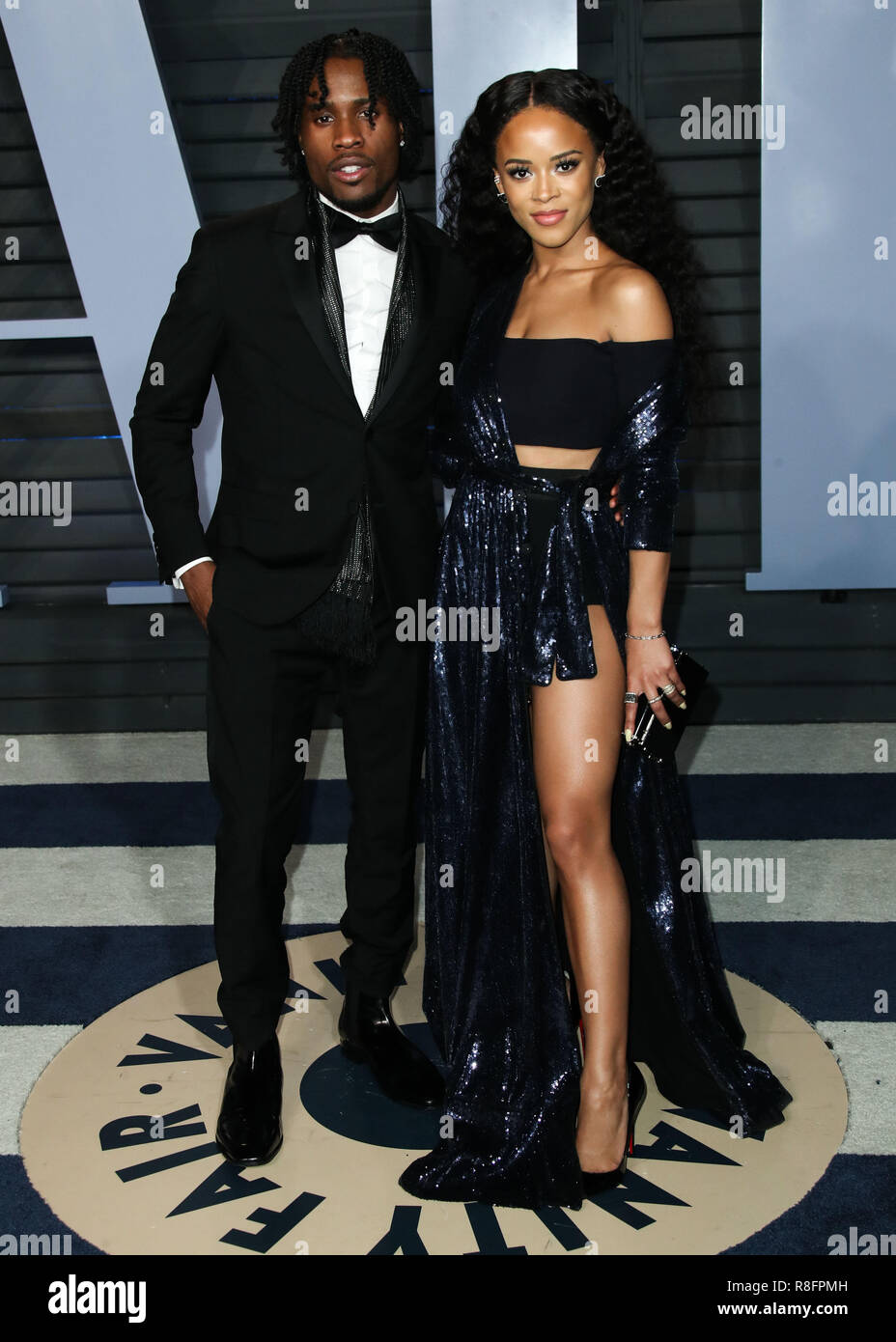 BEVERLY HILLS, LOS ANGELES, CA, USA - MARCH 04: Shameik Moore, Serayah McNeill at the 2018 Vanity Fair Oscar Party held at the Wallis Annenberg Center for the Performing Arts on March 4, 2018 in Beverly Hills, Los Angeles, California, United States. (Photo by Xavier Collin/Image Press Agency) Stock Photo