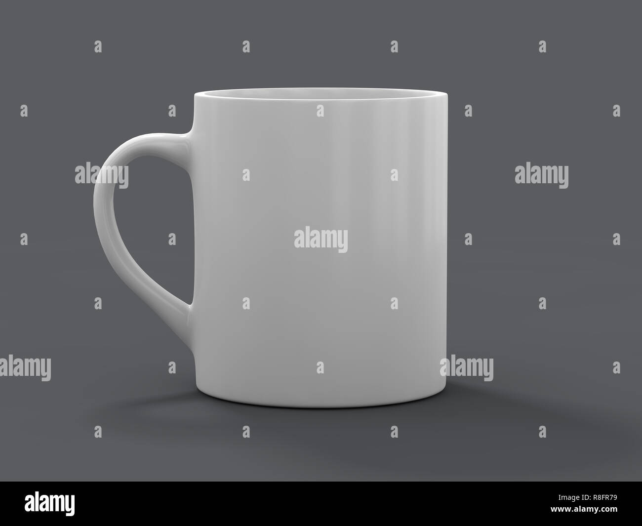 Mug Mockup standing on the surface. 3D rendering Stock Photo