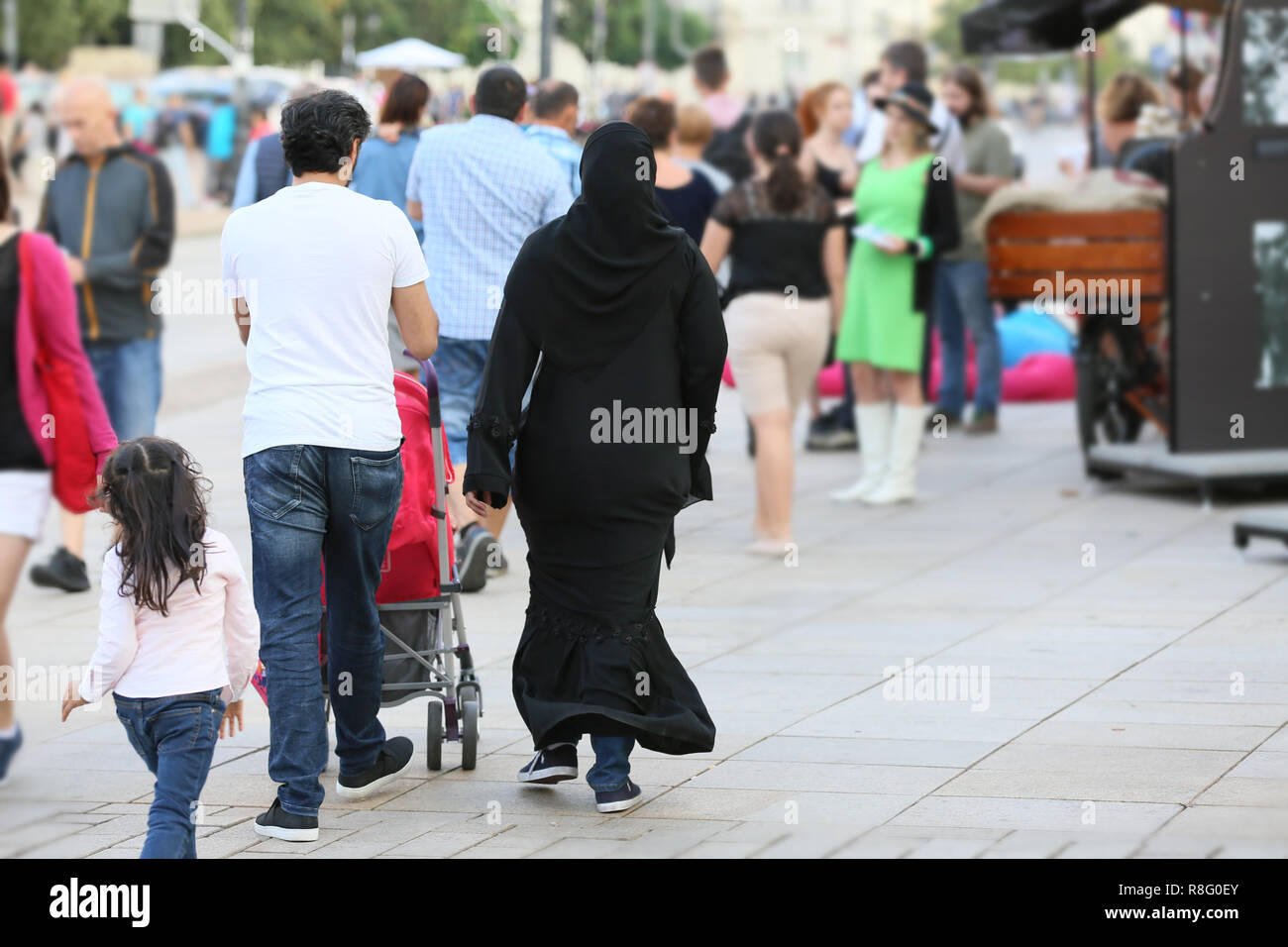 Islamic emigrants in a European city Stock Photo