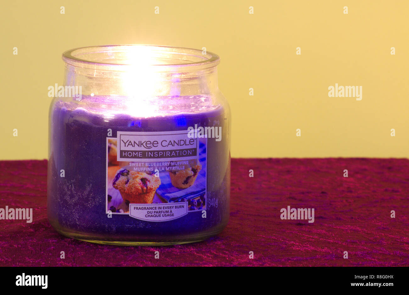 Yankee Candle Home Inspirations Sweet Blueberry Muffins Scented Candle Stock Photo