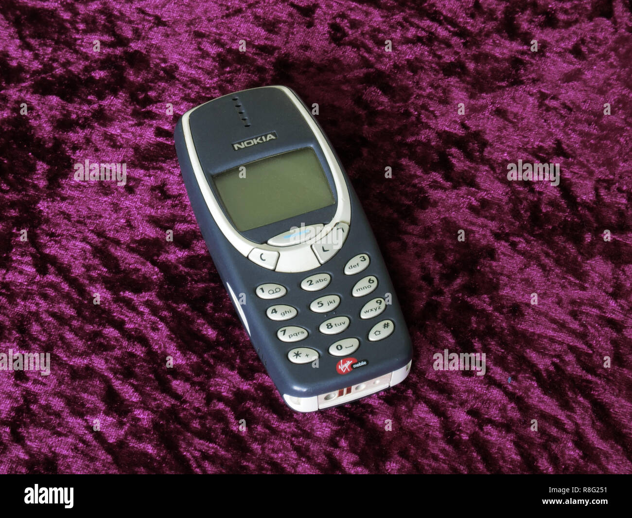 Nokia 3310 Mobile Phone or Cellphone with Virgin Mobile Pay as You Go, UK Stock Photo