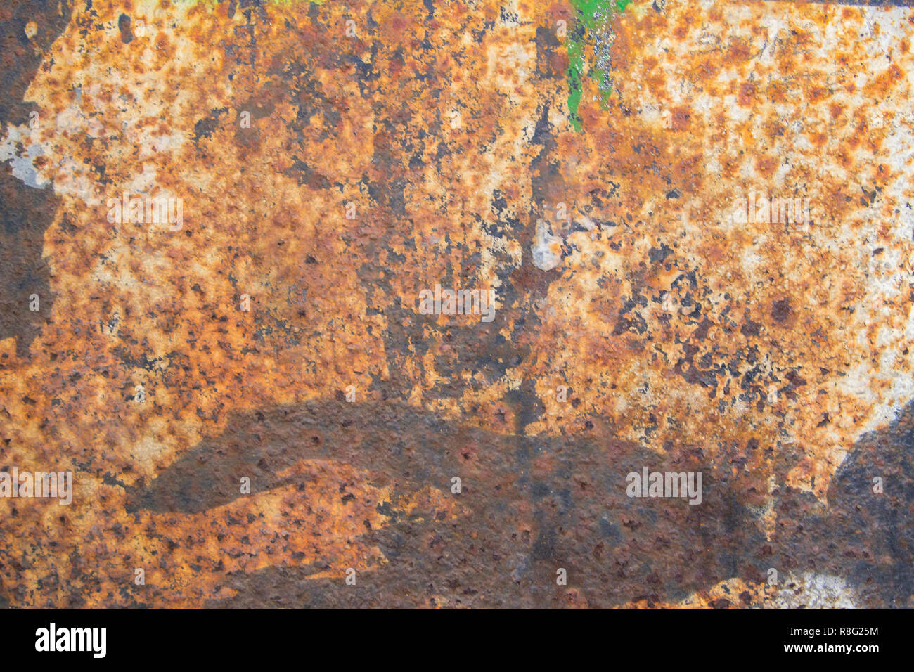 Old rust eroded painted metal iron texture background Stock Photo