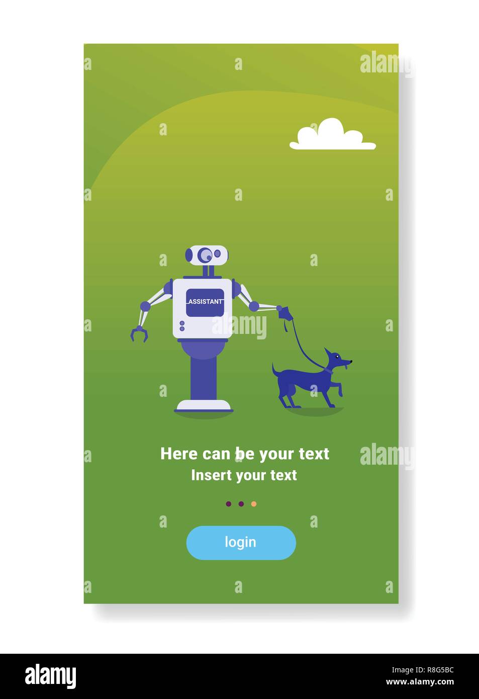 modern robot walking dog house helper bot futuristic artificial intelligence mechanism technology flat vertical copy space Stock Vector