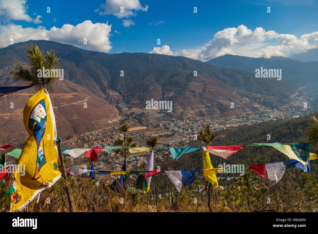 Aerial view of Thimphu Valley Stock Photo