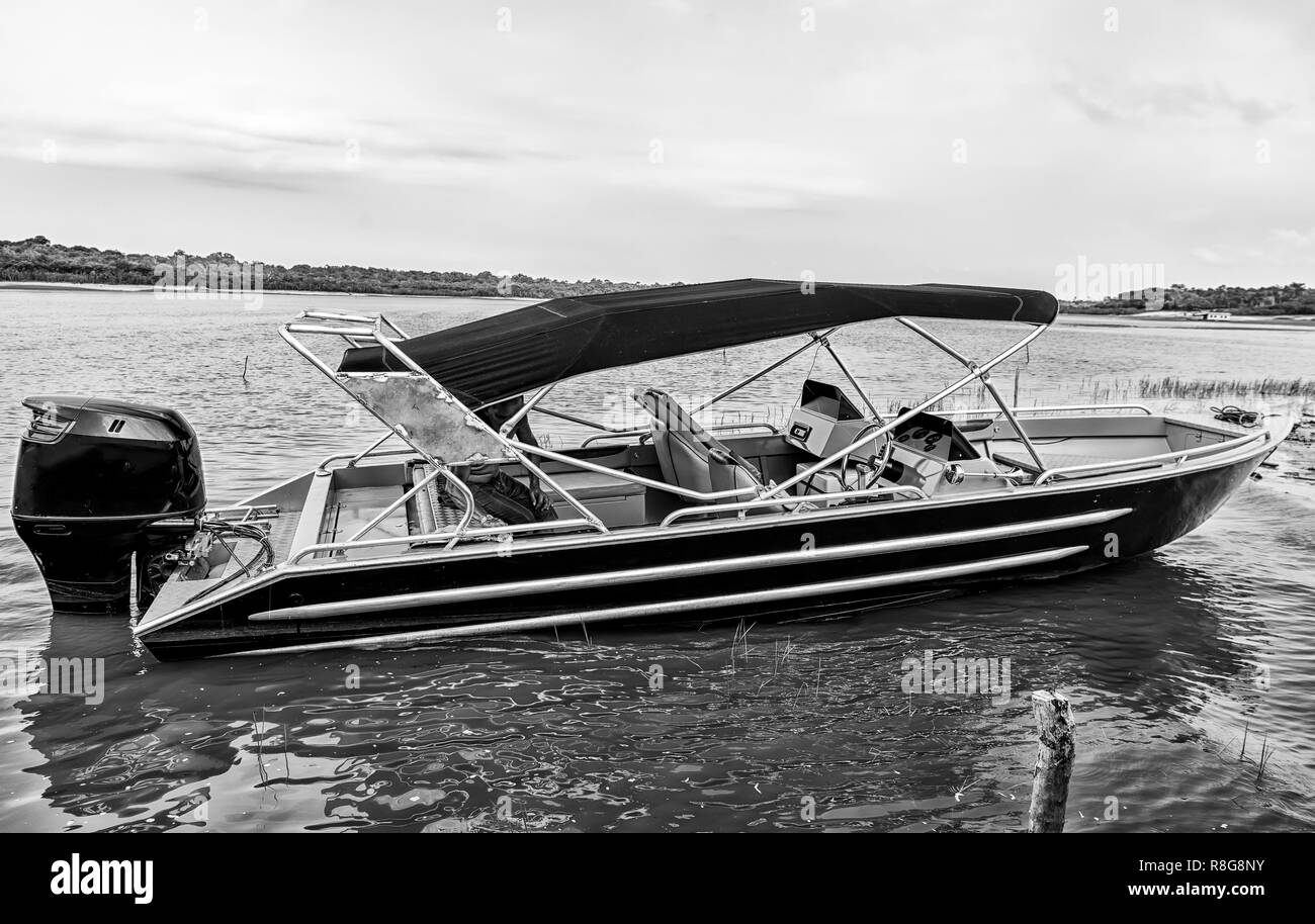 Motor cruiser boat Black and White Stock Photos & Images - Alamy