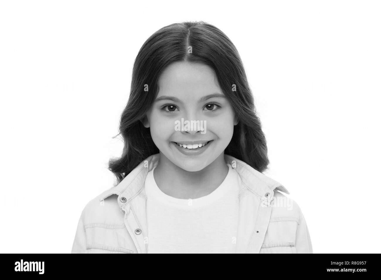 Child Charming Smile Isolated White Background Close Up Charming
