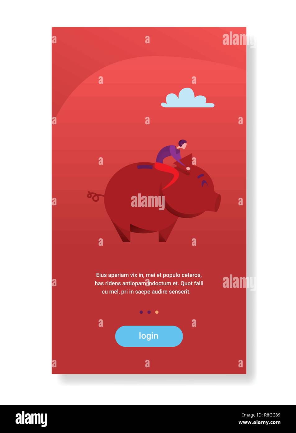 businessman sitting piggy bank money savings concept flat vertical copy ...