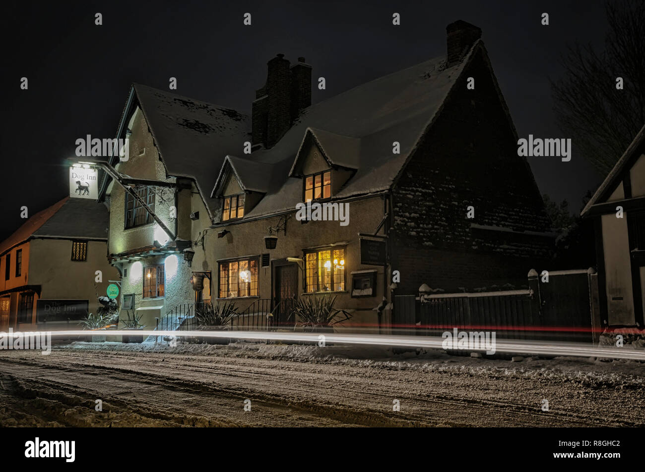 The Dog Inn at night in Wingham, Kent, England Stock Photo Alamy
