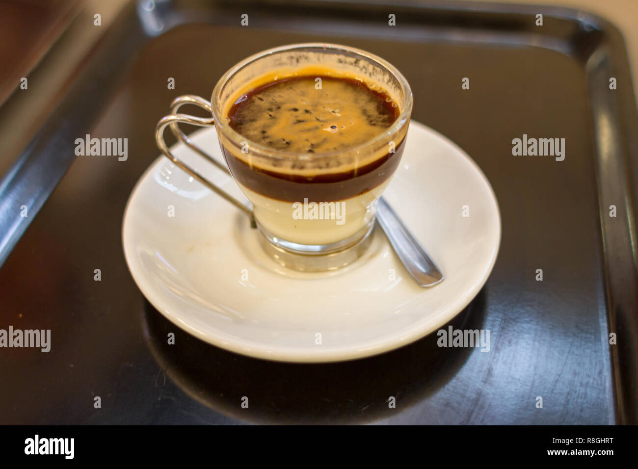 Cafe bombon is a mix made of espresso and condensed milk, popular in