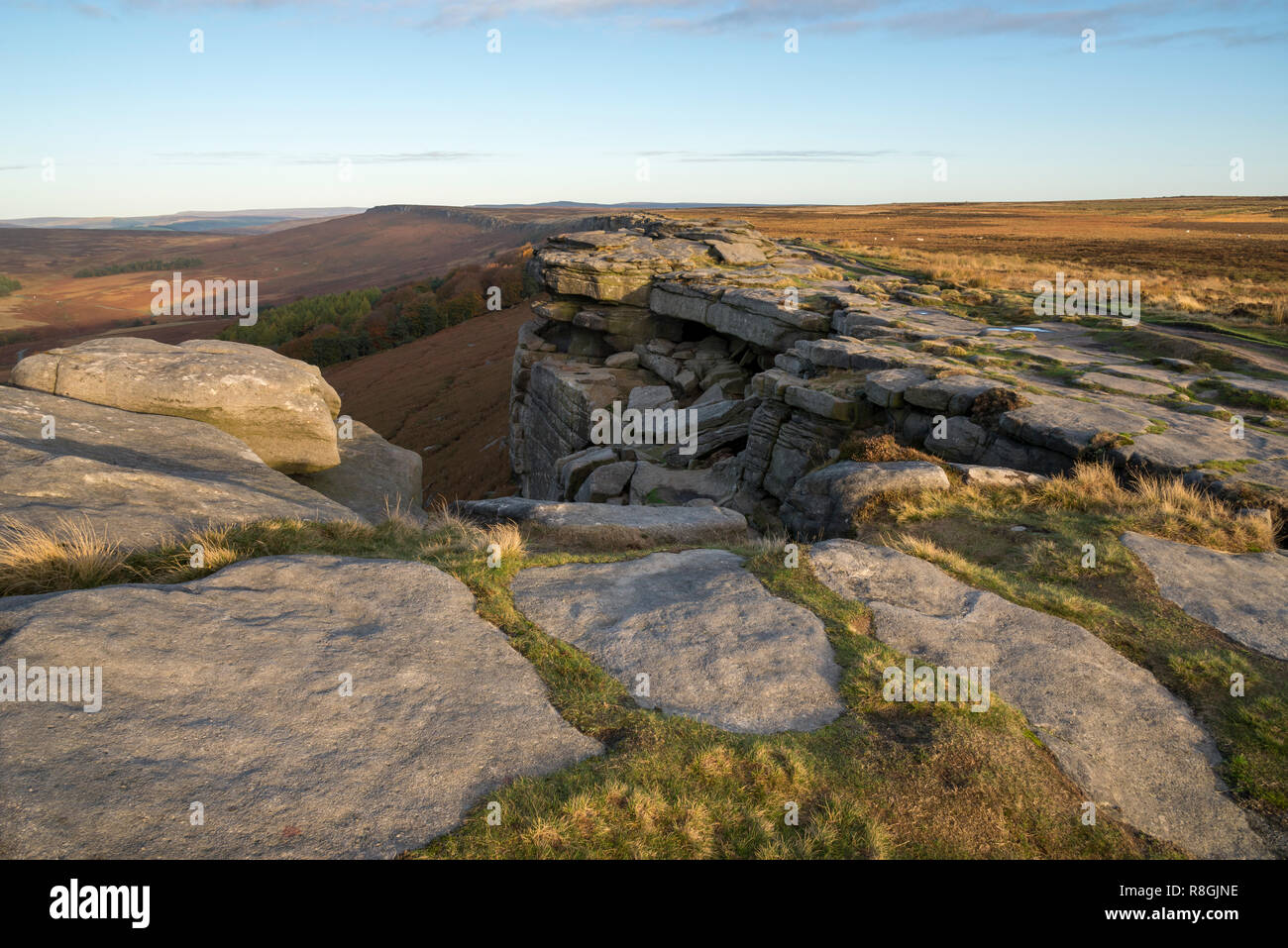 Autumn morning on Stanage Edge in the Peak District national park, England. Stock Photo