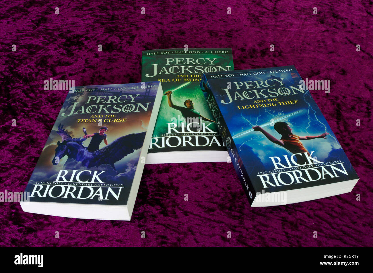 Percy Jackson Children's Paperback Novels or Books by Rick Riordan Stock Photo