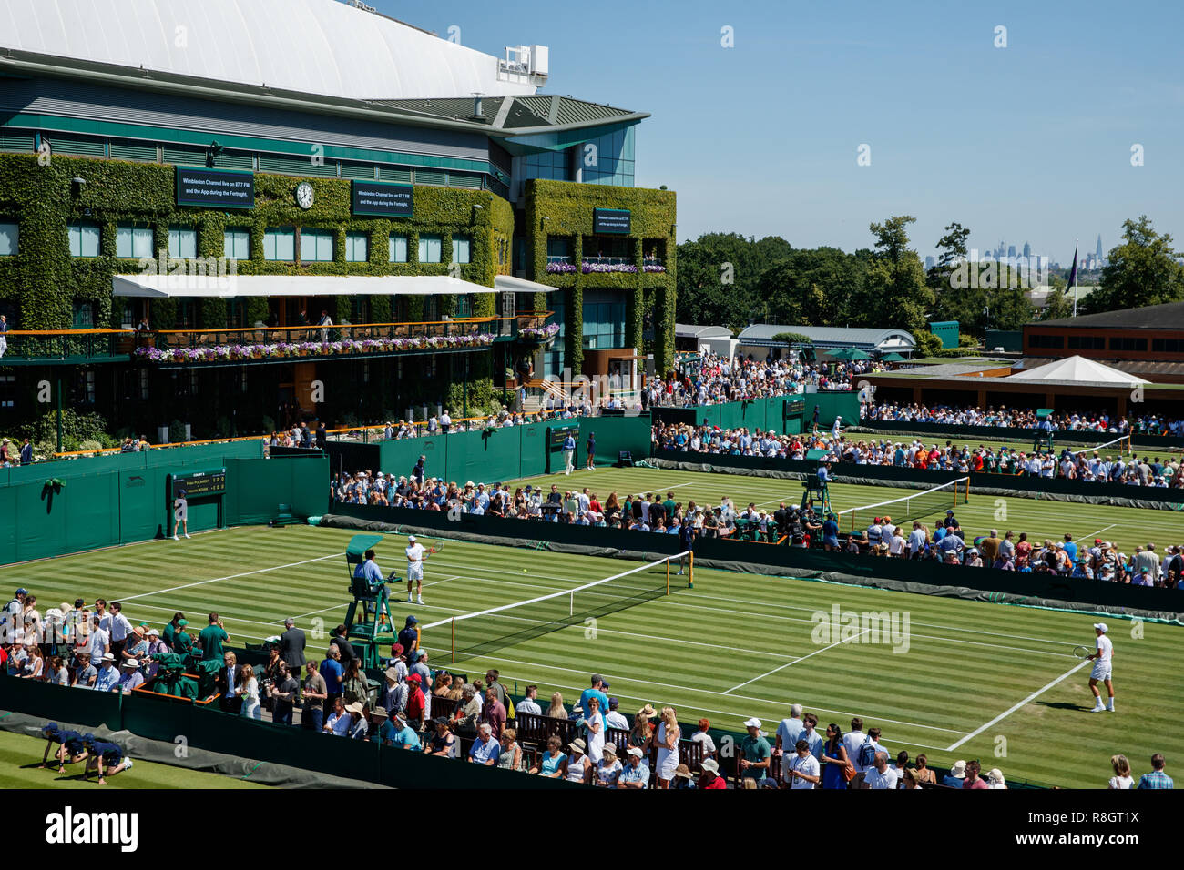 General view around the grounds at the All England Lawn Tennis Club and the home to Wimbledon Championships Stock Photo