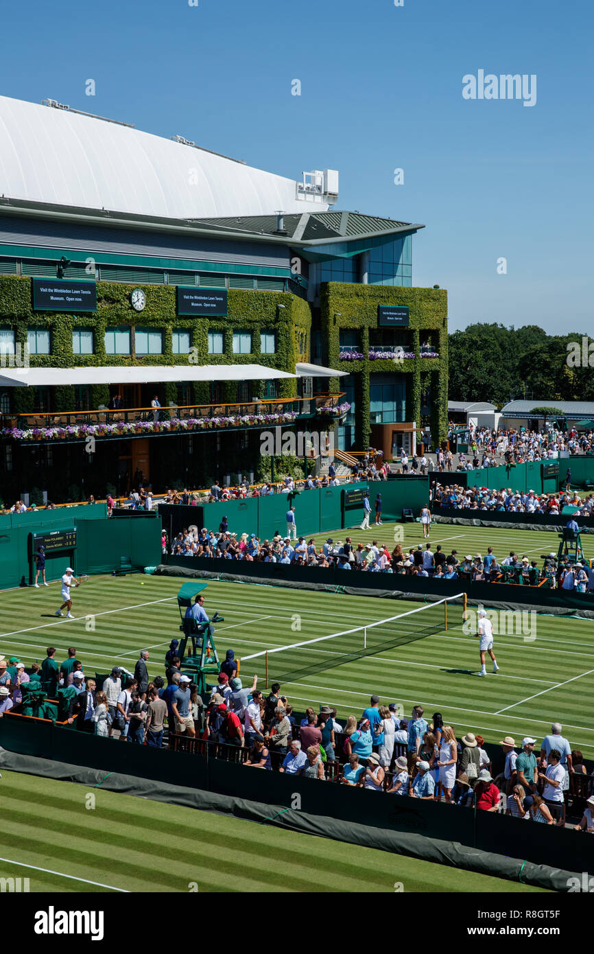 General view around the grounds at the All England Lawn Tennis Club and the home to Wimbledon Championships Stock Photo