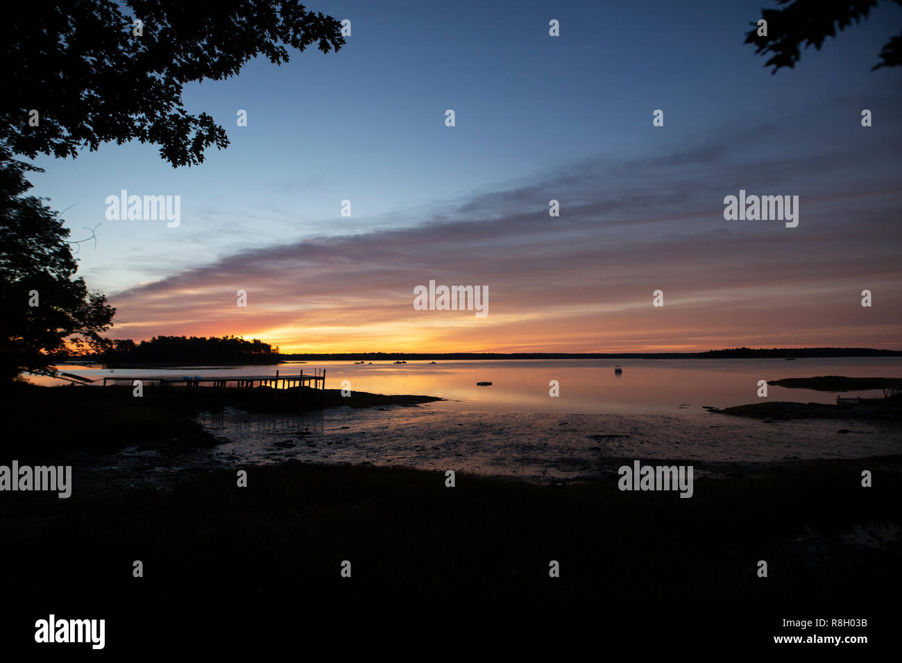Sunrise over the Atlantic Ocean in Freeport, Maine Stock Photo - Alamy