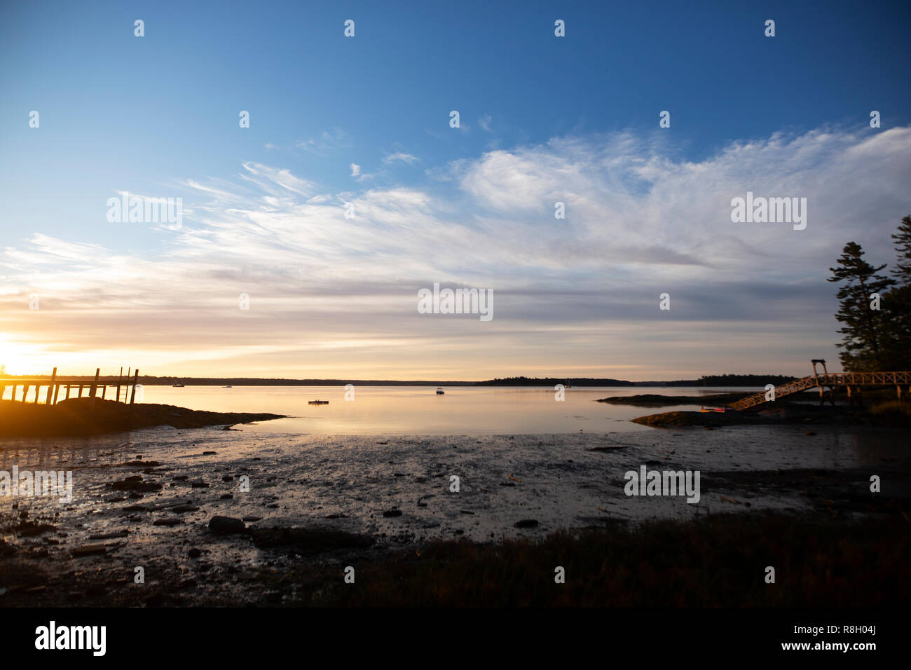 Sunrise over the Atlantic Ocean in Freeport, Maine Stock Photo - Alamy