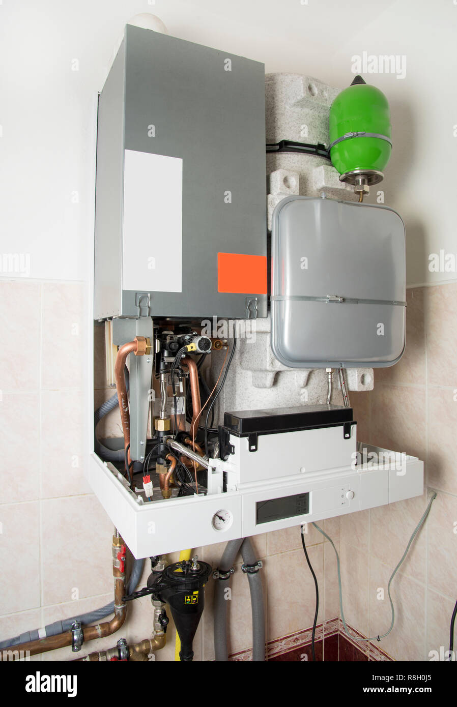 New gas condens boiler for heating and hot water Stock Photo Alamy
