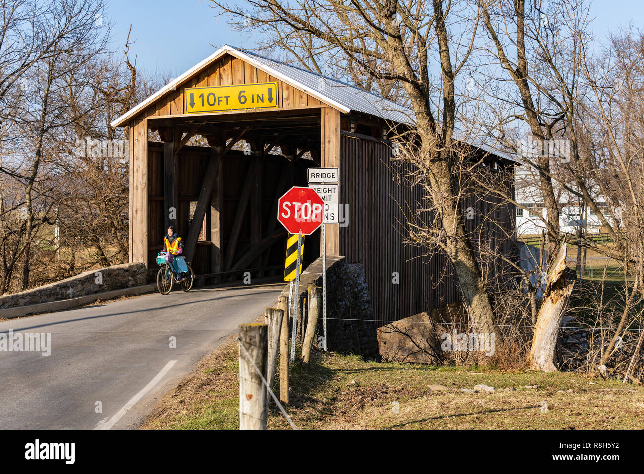 Lancaster, PA, USA December 13, 2018 Bitzer’s Mill Covered Bridge