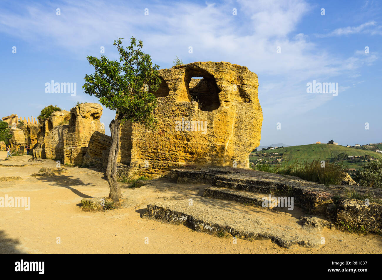 Ruins of early medieval necropolis at Valle dei Templi (Valley of the Temples), Agrigento, Sicily, Italy Stock Photo