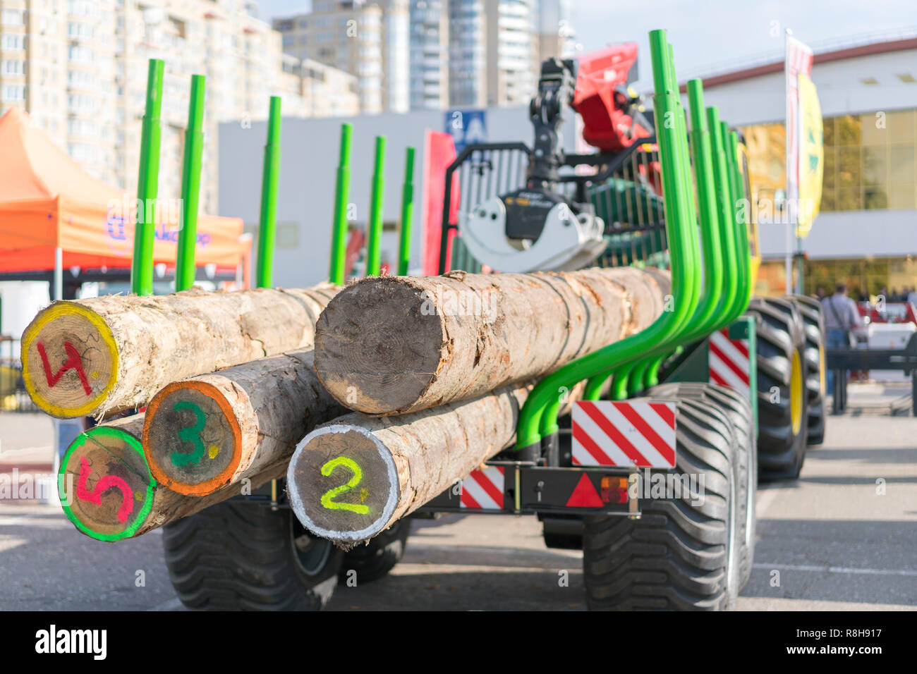 Tip truck transportation of sawn timber. The truck transports logs, on