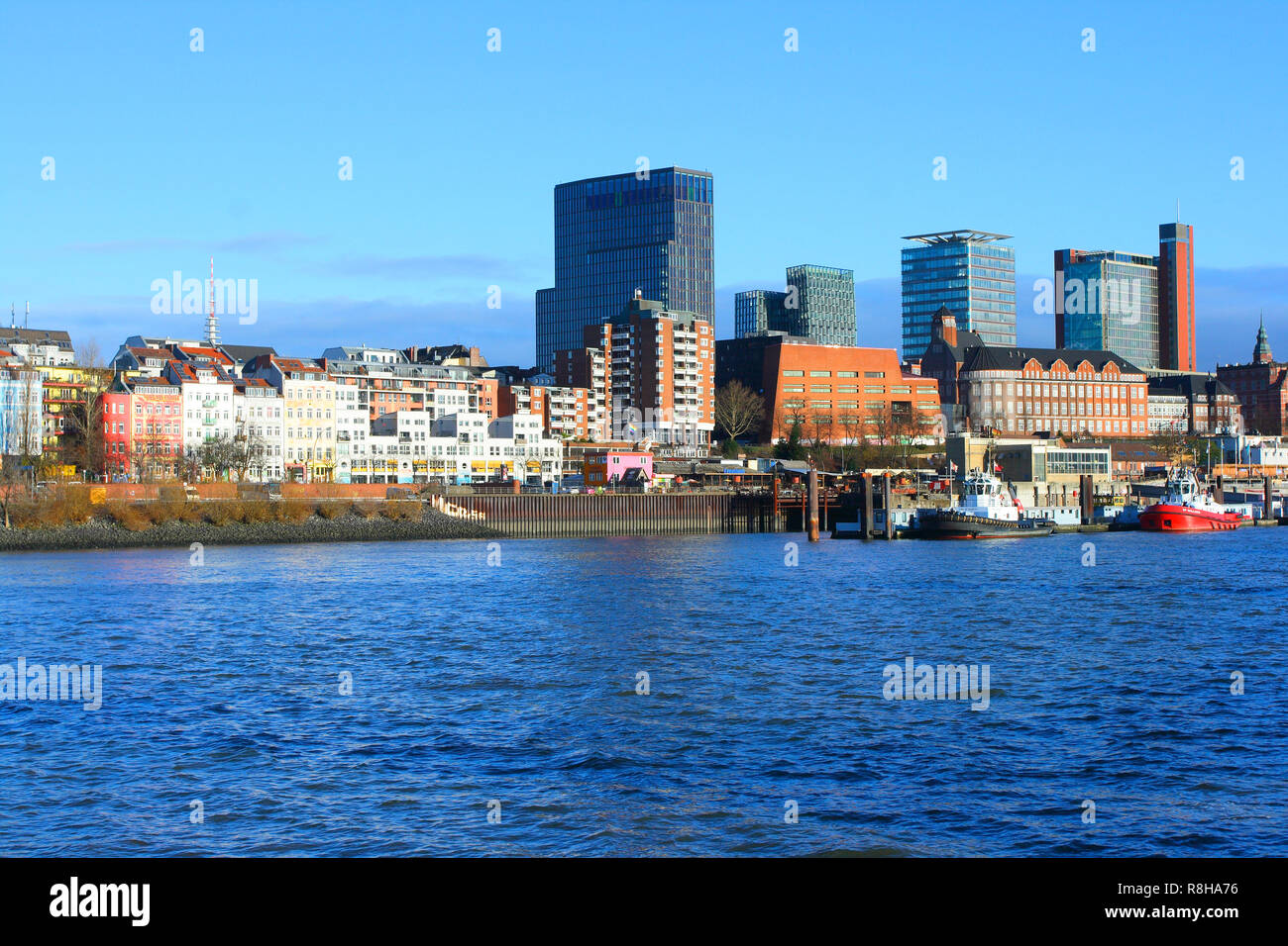 General view of Hamburg from Harbour Stock Photo