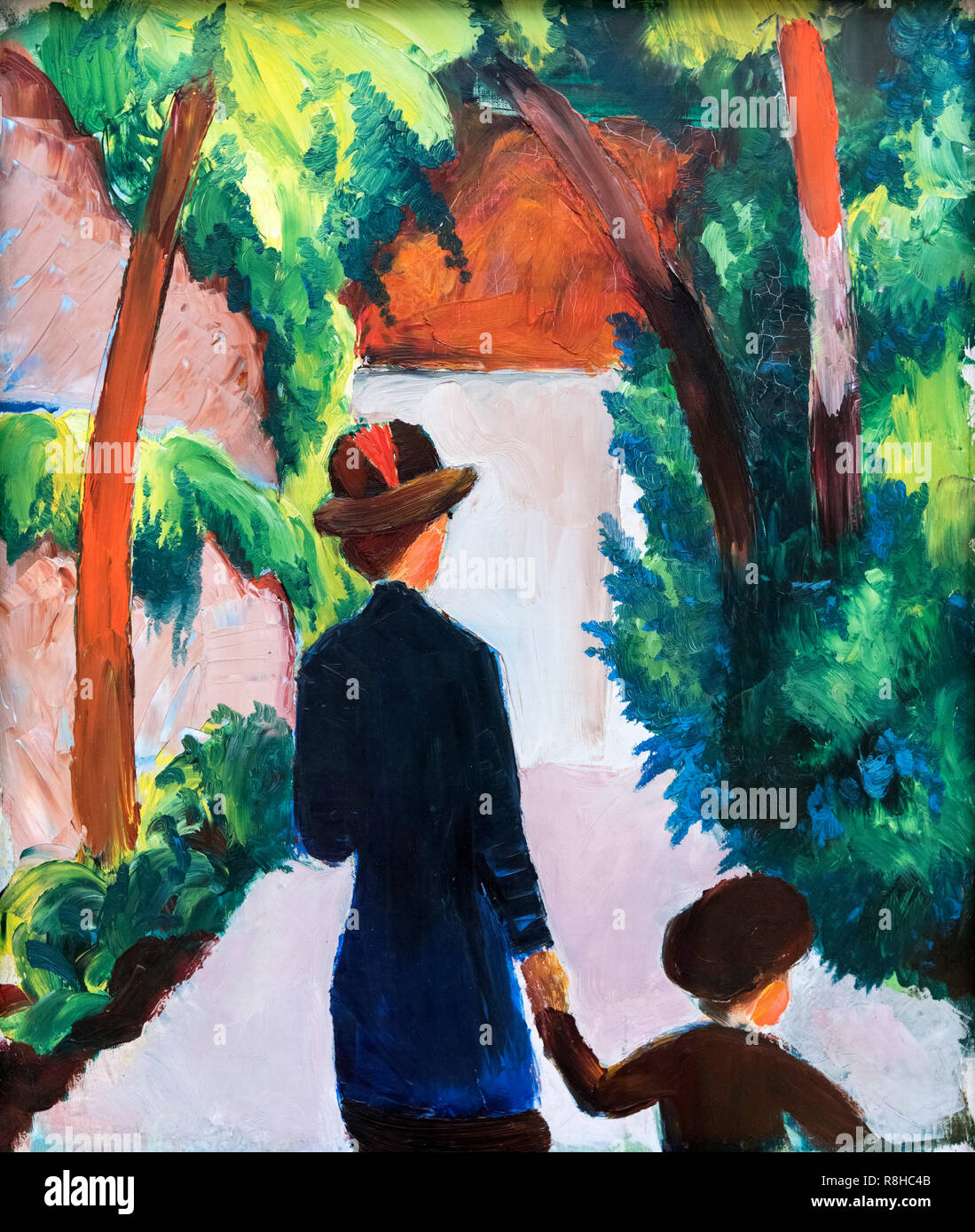 Mother and Child in the Park by August Macke (1887-1914), oil on canvas on cardboard, 1914 Stock Photo