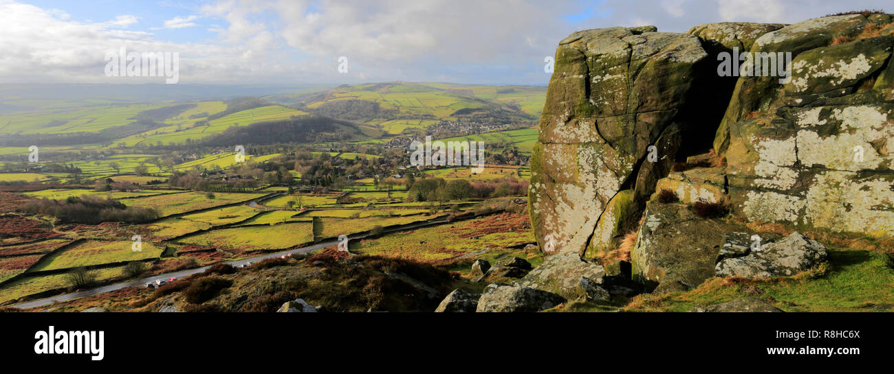 View over Curbar Edge, Derbyshire; Peak District National Park; England ...