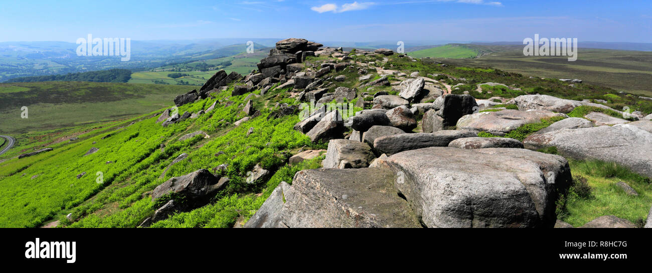 Stanage Edge Rocks Millstones and rock formations, Stanage Edge, Derbyshire County; Peak ...