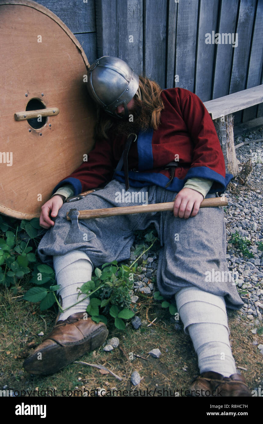 Dead Anglo Saxon Warrior (Reenactor) Stock Photo