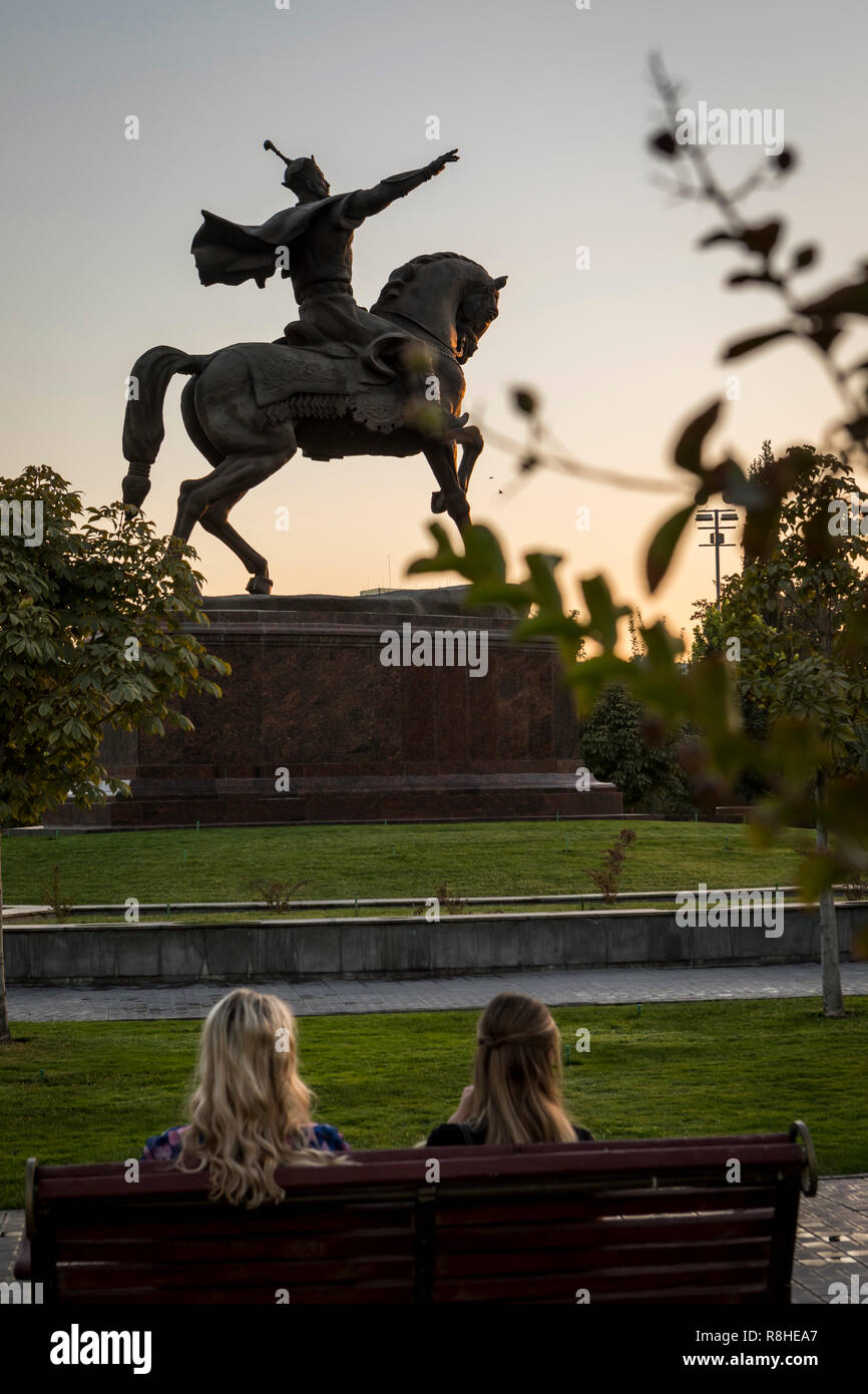 Amir Timur statue, in Amir Timur square, Tashkent, Uzbekistan Stock Photo