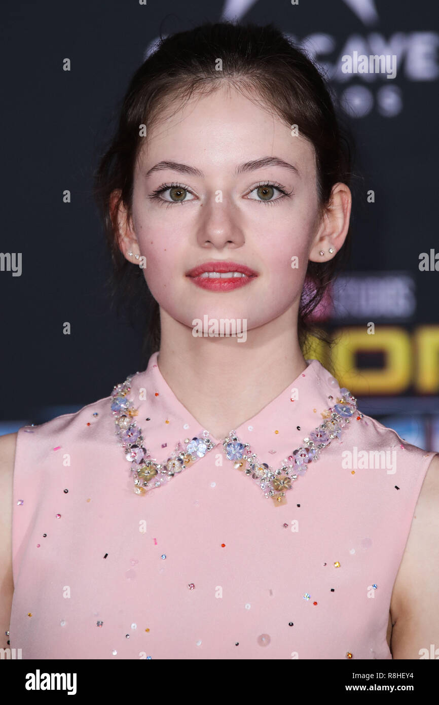 HOLLYWOOD, LOS ANGELES, CA, USA - OCTOBER 10: Mackenzie Foy at the World  Premiere Of Disney And Marvel's 'Thor: Ragnarok' held at the El Capitan  Theatre on October 10, 2017 in Hollywood,