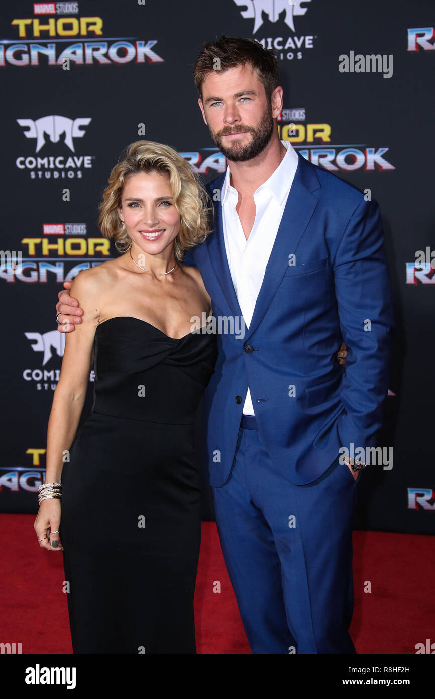 Hollywood Los Angeles Ca Usa October 10 Actress Elsa Pataky Wearing Victoria Beckham And Husband Chris Hemsworth Wearing Hugo Boss Arrive At The Los Angeles Premiere Of Disney And Marvel S Thor