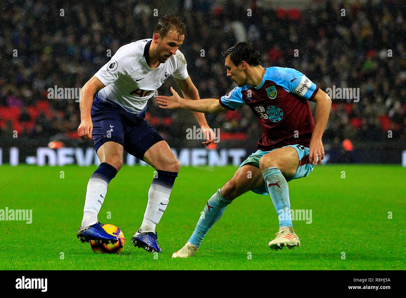 London Uk 15th December 2018 Harry Kane Of Tottenham Hotspur L In Action With Jack Cork Of Burnley R Epl Premier League Match Tottenham Hotspur V Burnley At Wembley Stadium In London