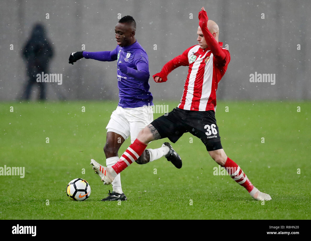 BUDAPEST, HUNGARY - JUNE 20: (l-r) Obinna Nwobodo of Ujpest FC